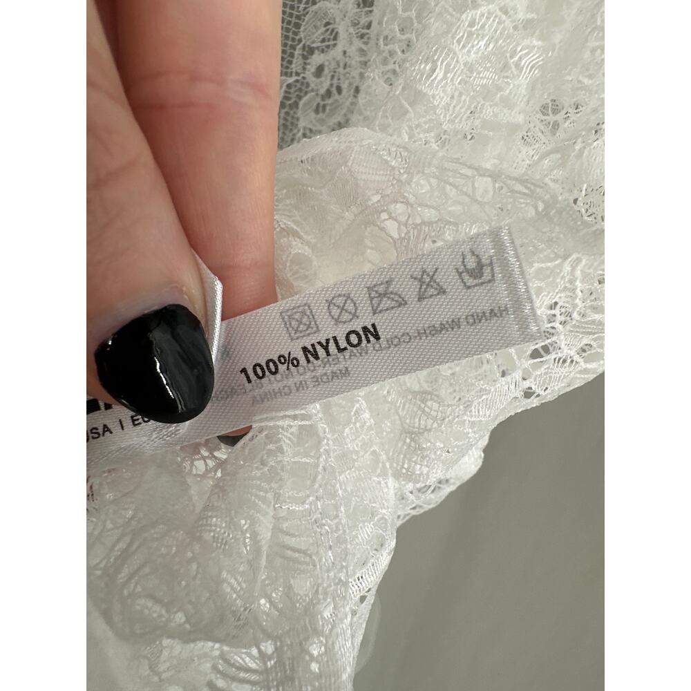 Oh La La Cherie Teddy Lingerie L XL White Eyelash Lace Halter Tie Bow Sheer New - Picture 5 of 8
